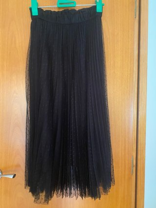 Falda larga plisada negra