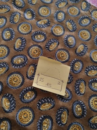 Retal de Tela de Algodón con Estampado de ruedas