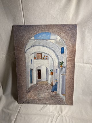 Cuadro Pintura al Óleo Calle Mediterránea