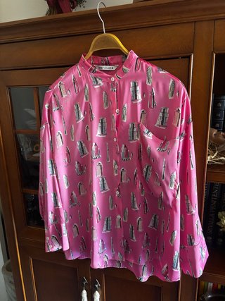 Camisa Zara Estampada Rosa