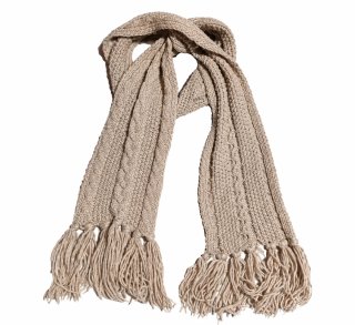 Bufanda de Punto con Flecos Beige