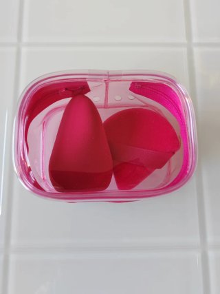 Set Esponja, Borla y estuche Deliplus rosa