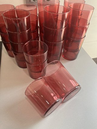 Set 28 Vasos de Vidrio tono Rubí Guinda 300/500ml