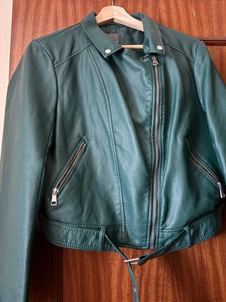 Chaqueta de cuero verde