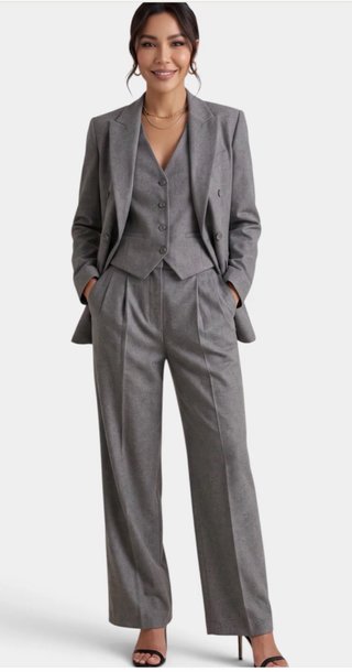 Traje mujer de tres piezas gris talla M