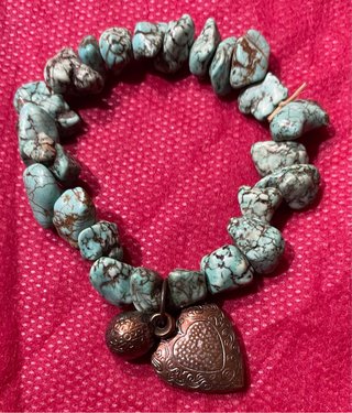 Pulsera Piedras color Turquesas+Corazón\foto