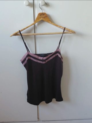 Top Mango Negro y Rosa