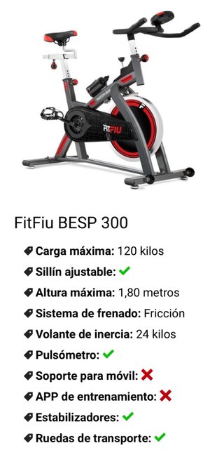Bicicleta Indoor FitFiu BESP-300 como nueva