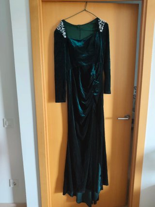 Vestido de fiesta largo terciopelo verde