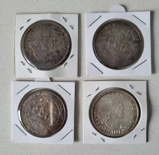 4 Monedas de Plata 5 Ecus 1987 Bélgica