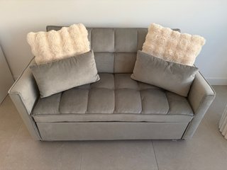 Sofá Cama Dos Plazas Gris terciopelo