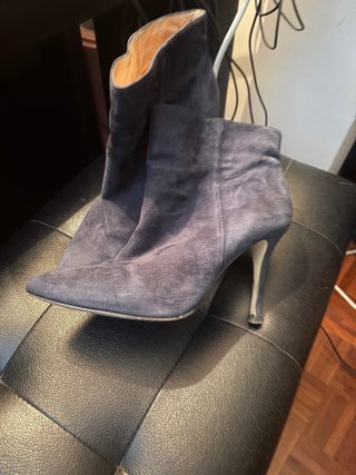 Botines Stiletto Piel Azul Marino T39