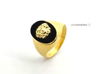 sello oro 18k con piedra con onix