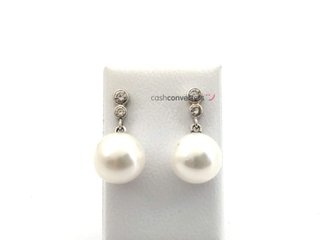 pendientes oro 18k con piedra con circonita,perla