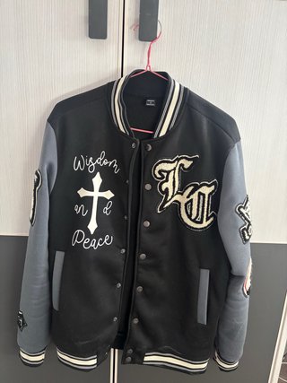 Chaqueta Bomber Negra y Gris
