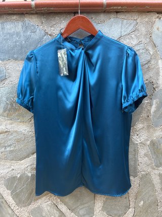 Blusa Mango Azul Petróleo