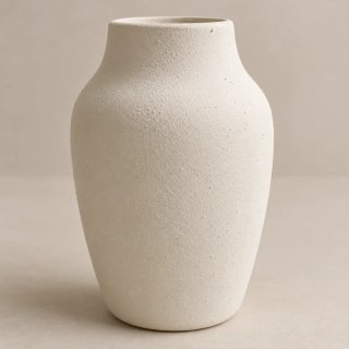 Jarrón Ánfora de Cerámica Blanco Roto 19 cm