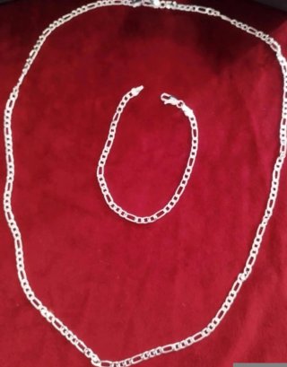 Conjunto de Cadena y Pulsera de Plata 925