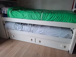 2 Camas Nido de madera con Cajón 90x190