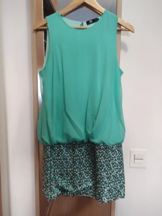 Vestido Crea Turquesa y Estampado
