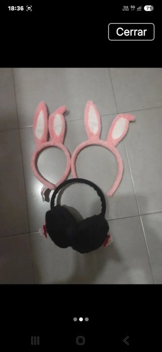 Lotde de 2 diademas conejitos y una  orejera pelo