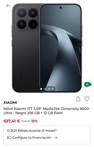 Xiaomi 17T 256GB Negro