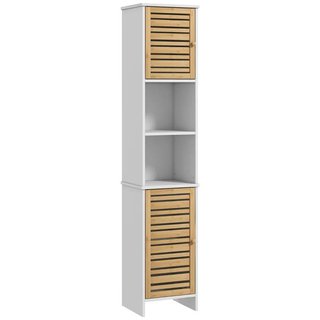 Mueble Baño Alto Puertas Bambú 170cm Blanco Natura