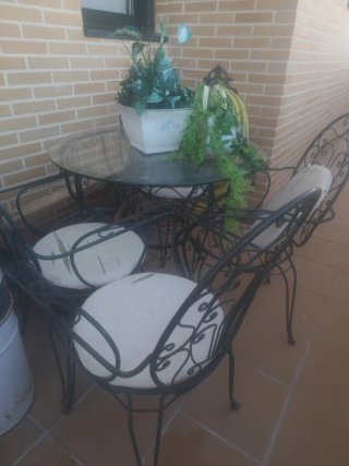 Set de Mesa y 4 Sillas de Terraza verde botella