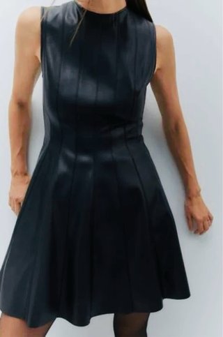 Vestido Negro Efecto Piel Sfera