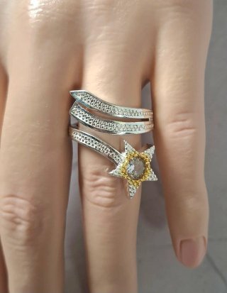 Anillo Plata 925 Estrella Fugaz con Circonita