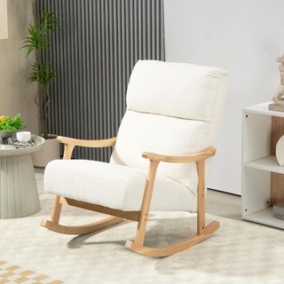 Silla Mecedora Borreguito Lactancia Madera Crema