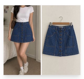 Falda vaquera con botones Stradivarius