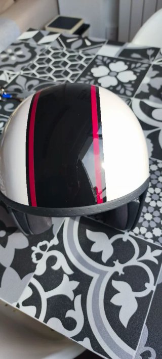 Casco Moto Jet Retro Blanco y Negro