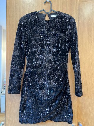 Vestido de fiesta de lentejuelas negro Mango