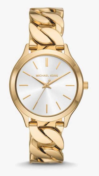 Reloj Michael Kors, dorado brazalete en curva