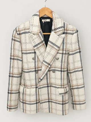 Chaqueta de vestir cuadros beige XL