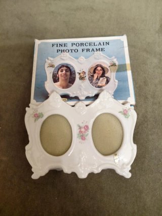 Marco de fotos doble de porcelana