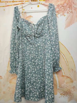Vestido Estampado Floral Verde Talla S