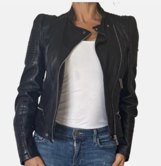 Chaqueta Biker de Piel Zara