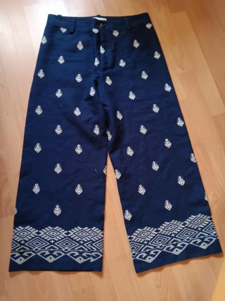 Pantalón Zara Azul Estampado Talla L