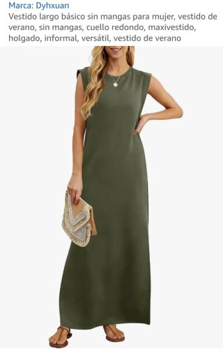 Vestido Largo Básico Sin Mangas ,con bolsillos
