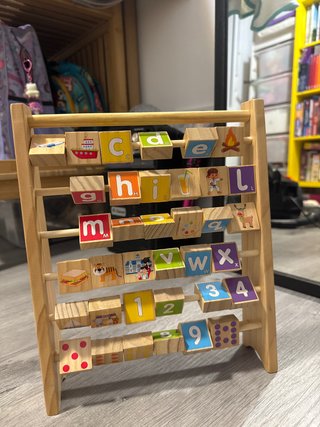 Ábaco Educativo de Madera con Letras, Números...