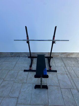 Rack Soporte para Pesas con Banco y Barra incluido