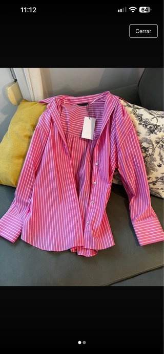 Camisa Zara de Rayas Rosa