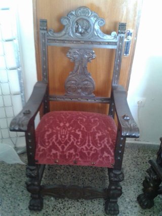 Conjunto Antiguo de Caoba (Silla, Sillón, Mesa)