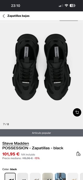 Zapatillas Steve Madden Possession Negras