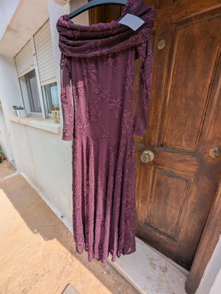 Vestido evento mujer largo burdeos nuevo