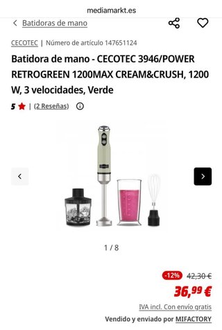 Batidora Cecotec Power RetroGreen 1200Max