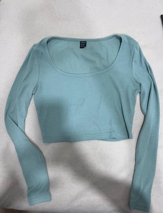 Camiseta crop verde acanalada - Shein