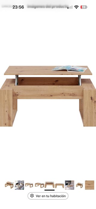 Mesa de centro elevable de madera